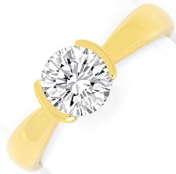 Foto 1 - Moderner Brillant-Diamant-Ring Einkaraeter 14K Gelbgold, R2575