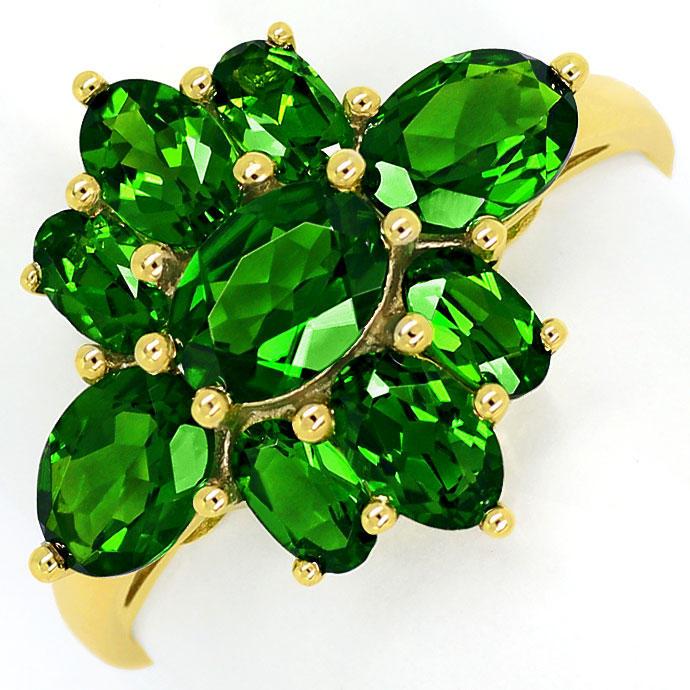 Foto 2 - 4,0ct grüne Super Diopside in dekorativem Gelbgold-Ring, R7629