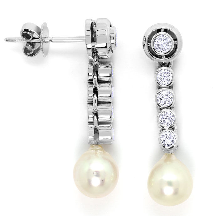 Foto 2 - Ohrhänger mit Lupenreinen Brillanten und Tropfen Perlen, S3543